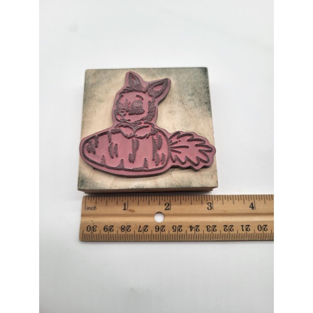 Stampabilities Bunny W/ Carrot Wood Rubber Stamp 2015 Easter Spring Card Craft - Picture 7 of 8